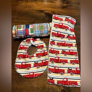 Handmade Baby Blanket, Bib And Burbcloth